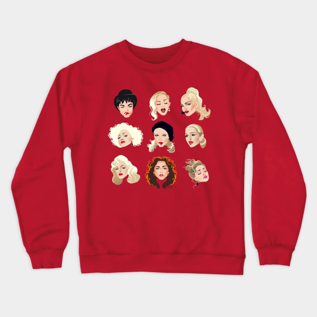 Faces of Madge Crewneck Sweatshirt by AlejandroMogolloArt